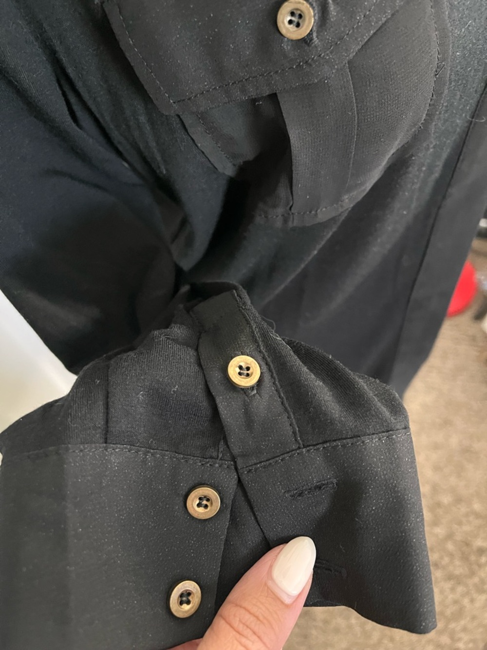 Black Button-Front Utility short or long Shirt. - Picture 8 of 16
